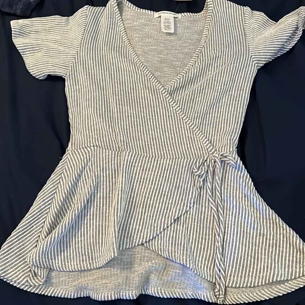 Medium grey and white blouse